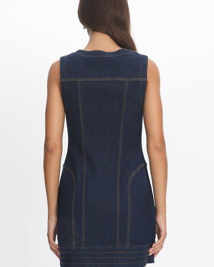 Indigo Texas Zipper Front Mini Dress
