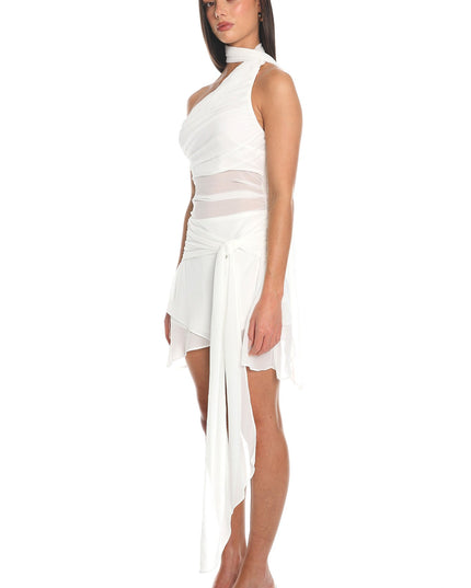 Ivory Asymmetric Wrap Mini Dress