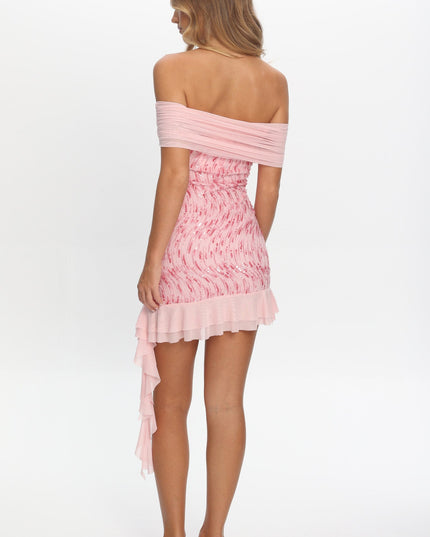 Pink Off-Shoulder Mini Dress
