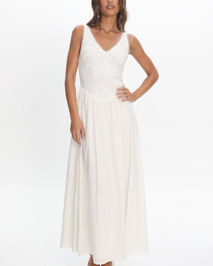 White Lace Bodice Maxi Dress