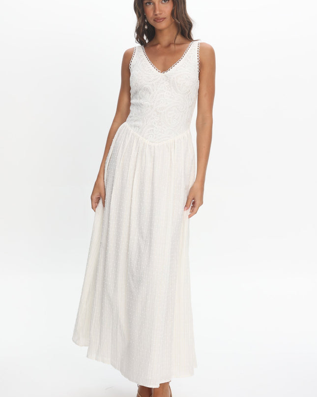 White Lace Bodice Maxi Dress