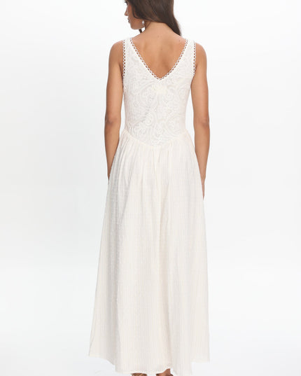 White Lace Bodice Maxi Dress