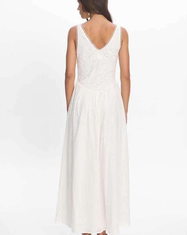 White Lace Bodice Maxi Dress