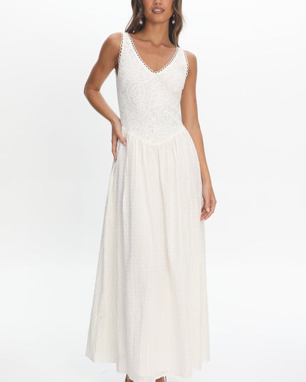 White Lace Bodice Maxi Dress