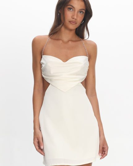Ivory Strap Cut-Out Mini Dress