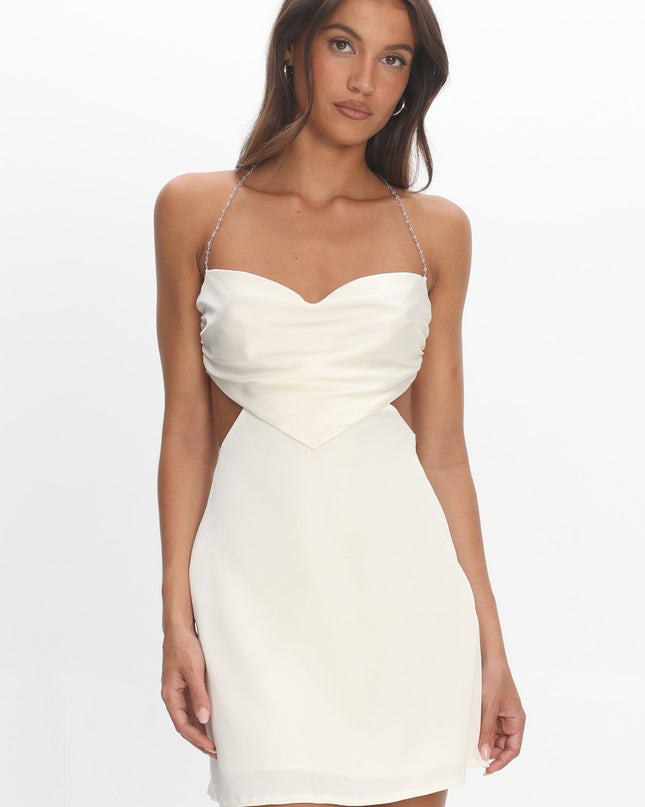 Ivory Strap Cut-Out Mini Dress