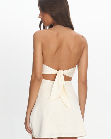 Ivory Strap Cut-Out Mini Dress
