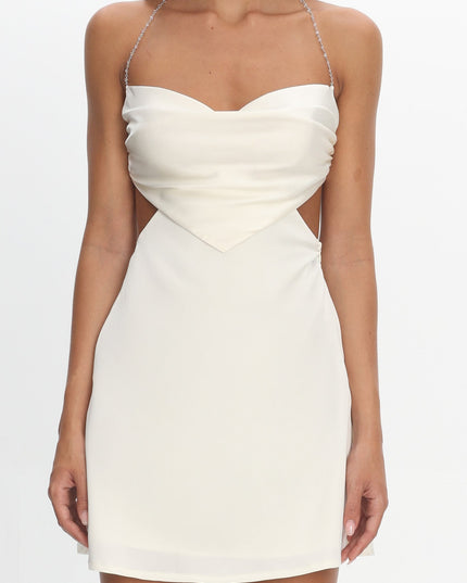 Ivory Strap Cut-Out Mini Dress