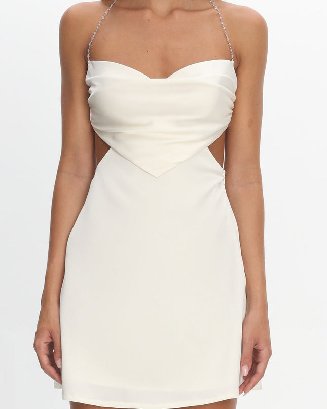 Ivory Strap Cut-Out Mini Dress