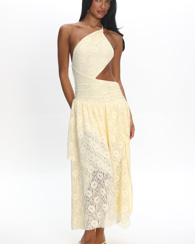 Butter Back Cut-Out Waist Midi Dress Lace