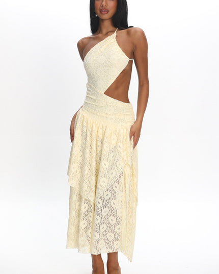 Butter Back Cut-Out Waist Midi Dress Lace