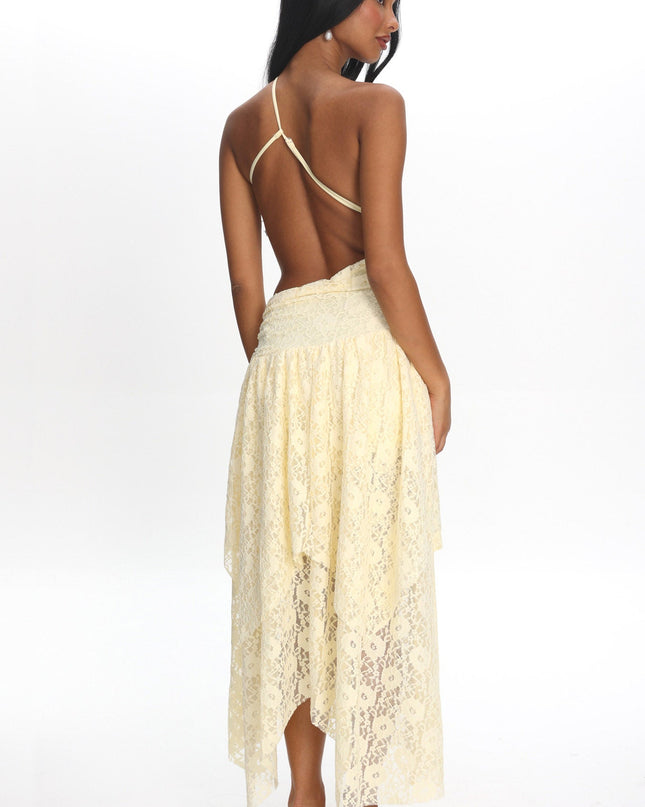 Butter Back Cut-Out Waist Midi Dress Lace