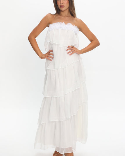 Ivory Tiered Ruffle Maxi Dress