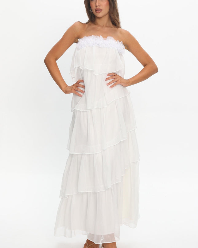 Ivory Tiered Ruffle Maxi Dress