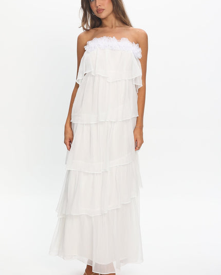 Ivory Tiered Ruffle Maxi Dress