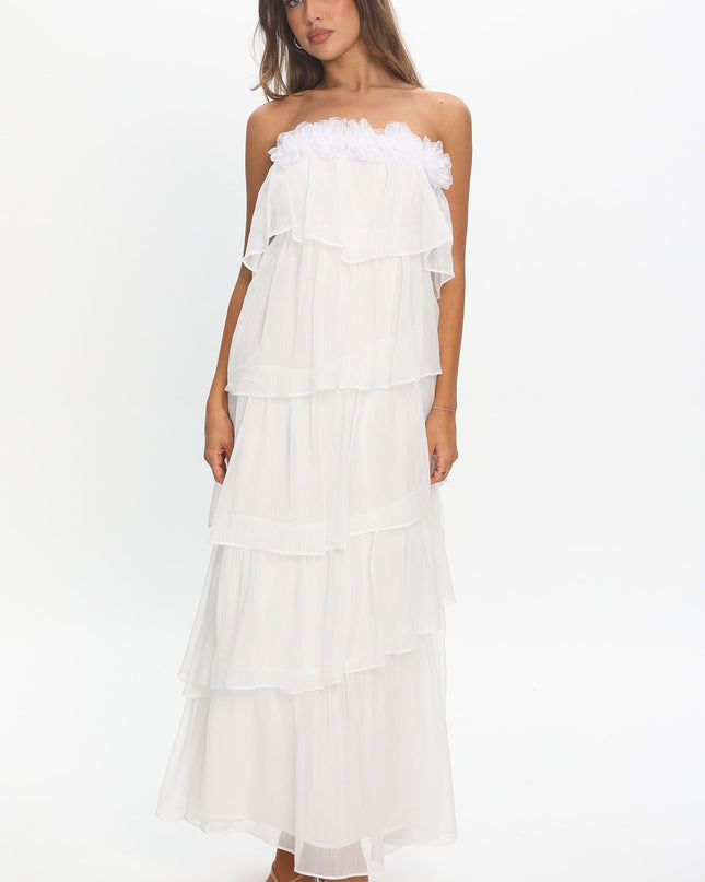 Ivory Tiered Ruffle Maxi Dress