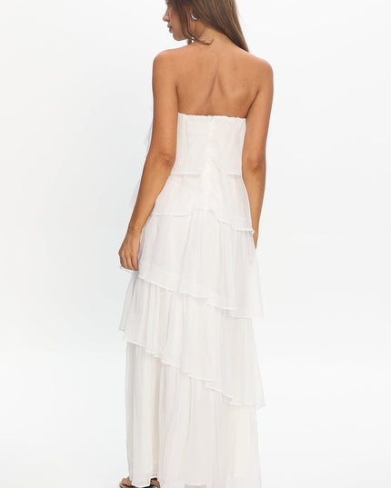 Ivory Tiered Ruffle Maxi Dress