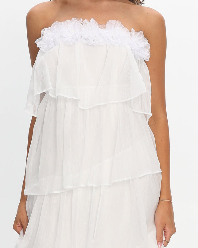 Ivory Tiered Ruffle Maxi Dress