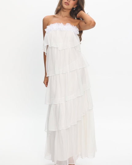 Ivory Tiered Ruffle Maxi Dress