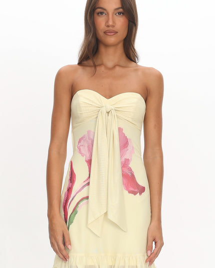 Lemon Sweetheart Neckline Strapless Mini Dress