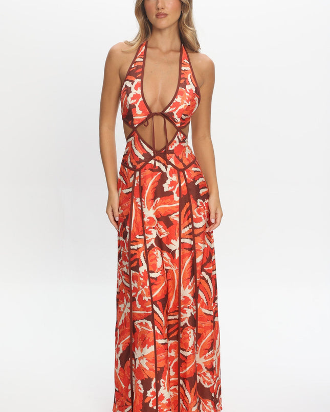 Berry Cut-Out Maxi Dress Print