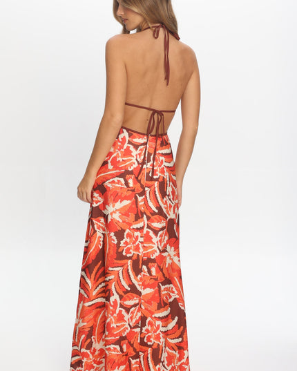 Berry Cut-Out Maxi Dress Print