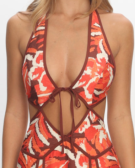 Berry Cut-Out Maxi Dress Print