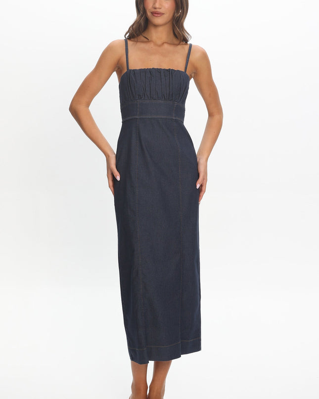 Indigo Halter Maxi Dress