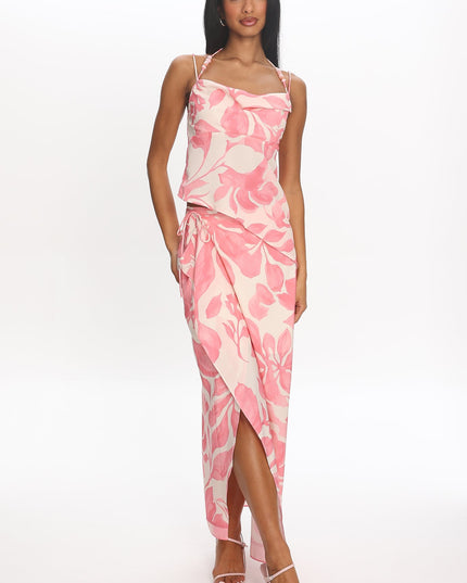 Pink Wrap Maxi Skirt