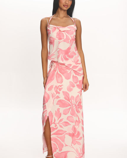Pink Wrap Maxi Skirt