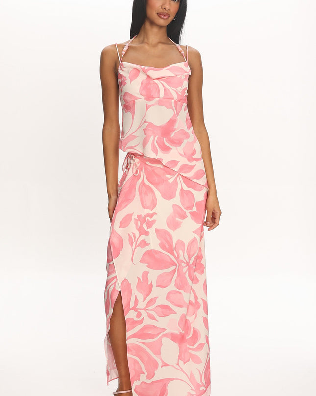 Pink Wrap Maxi Skirt