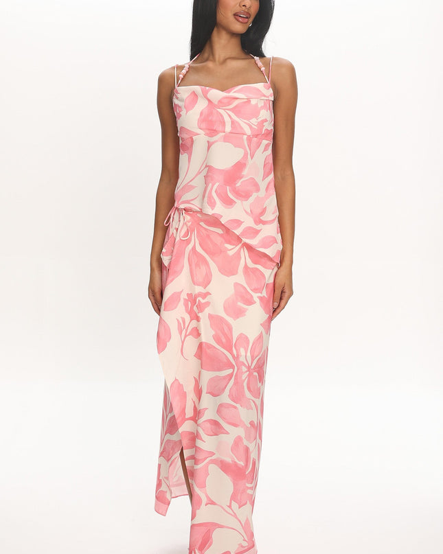 Pink Wrap Maxi Skirt