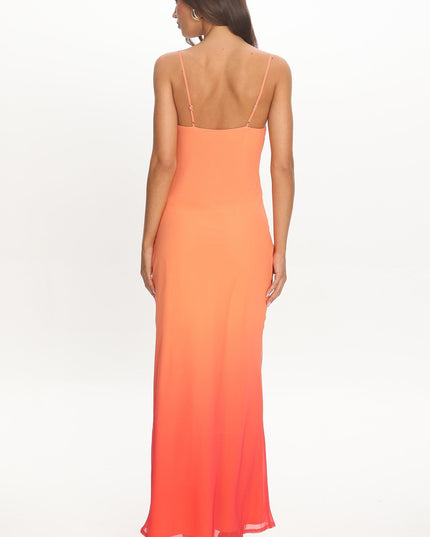 Tangerine Cowl Neck Maxi Dress Flower