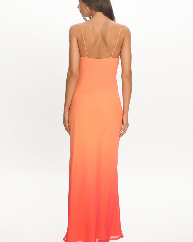 Tangerine Cowl Neck Maxi Dress Flower