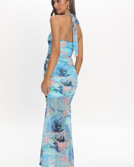 Blue Flounce Maxi Dress