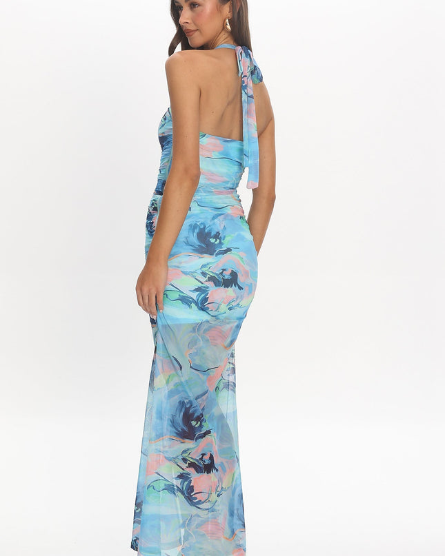 Blue Flounce Maxi Dress