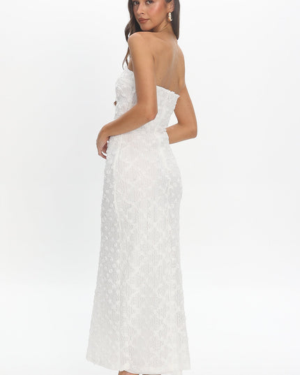White Front Split Maxi Dress