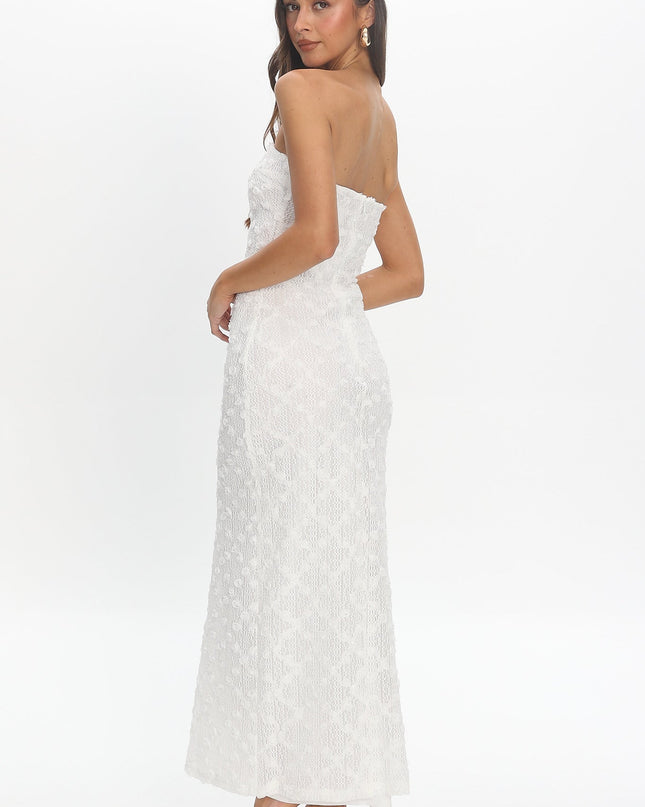 White Front Split Maxi Dress