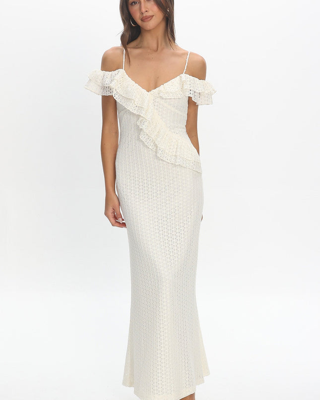 Ivory Crochet Maxi Dress