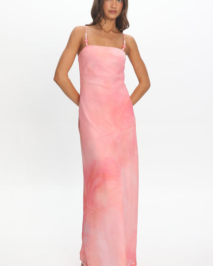 Pink Bias Cut Maxi Dress