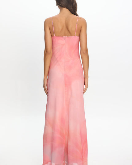Pink Bias Cut Maxi Dress