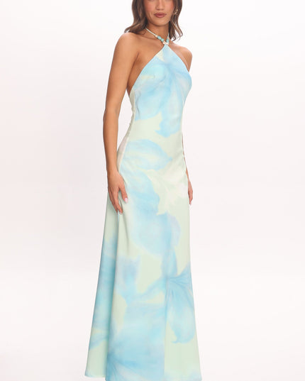 Mint Bead Halter Maxi Dress