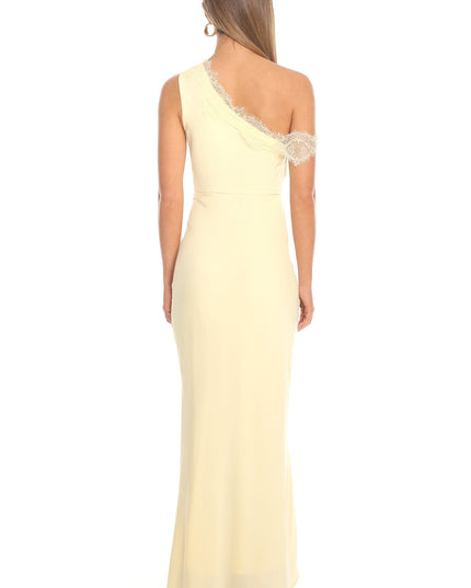 Butter Lemon Grove One Shoulder Lace Trim Maxi Dress