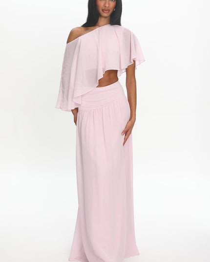 Blush High Waisted Maxi Skirt