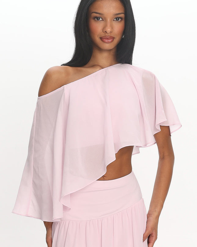 Blush Cutout Flutter Crop Top