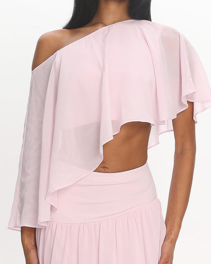 Blush Cutout Flutter Crop Top