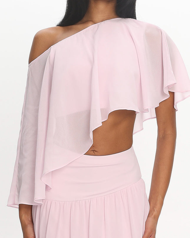 Blush Cutout Flutter Crop Top