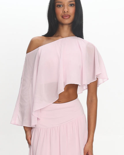 Blush Cutout Flutter Crop Top