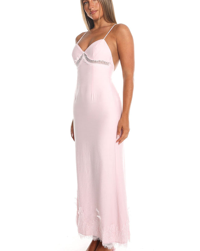 Light Pink Lace Maxi Dress