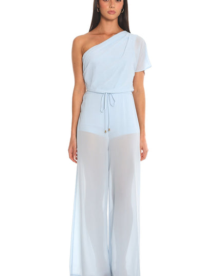 Baby Blue Challenger One-Shoulder Jumpsuit